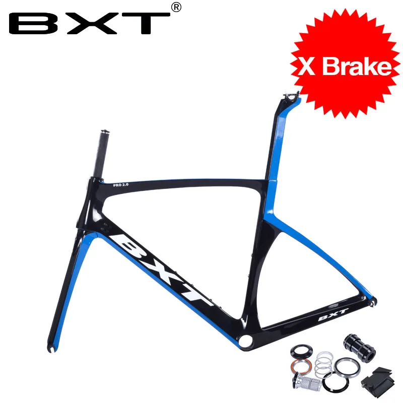 Discount BXT 2018 Full Carbon bicycle frame matte/glossy 5 color super light DI2 Frame+Fork+headset X brakes road carbon bike frame parts 4