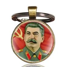 Clásico héroe soviético Stalin llaveros Vintage hombres mujeres comunismo llaveros anillos regalos