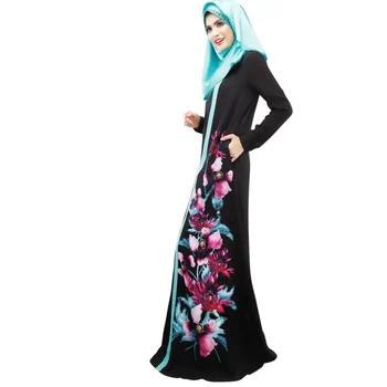 

African Dresses For Women Lady Kaftan Abaya Jilbab Islamic Muslim Floral Long Sleeve Maxi Dress