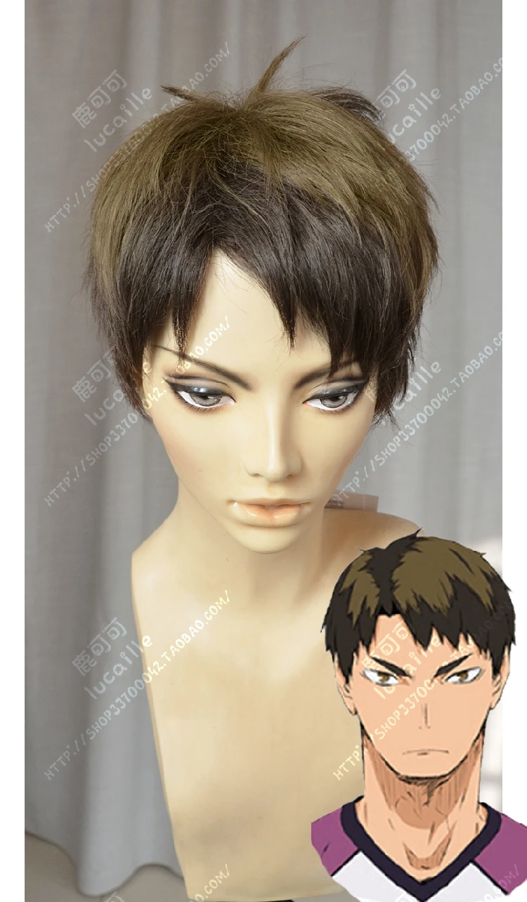 Haikyuu! Костюм Wakatoshi Ushijima для волейбола короткий термостойкий парик из верблюжьего