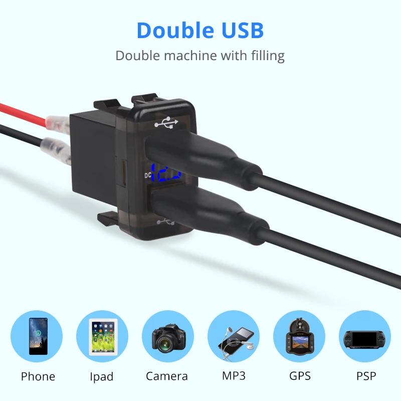 2.1A быстрое зарядное устройство для телефона 5 в 4.2A автомобильное USB зарядное устройство 12 В светодиодный цифровой вольтметр Зеленый Синий Красный Вольтметр для Toyota