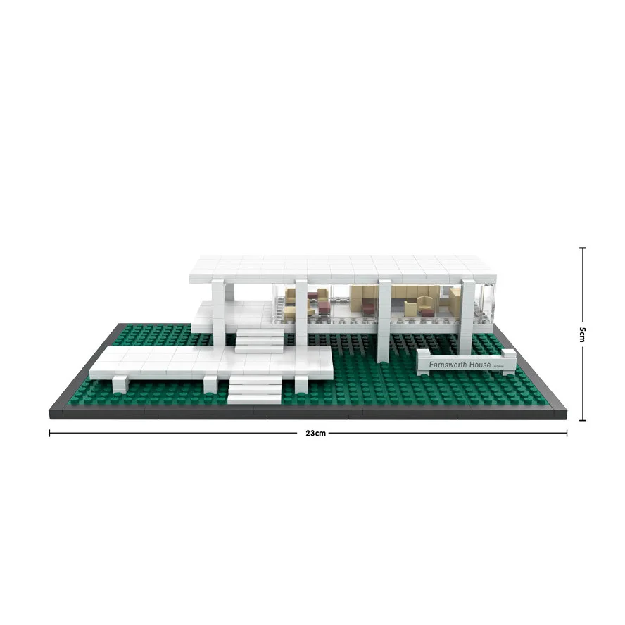 

Farnsworth House America Nanoblock Model Toys Loz Mini Diamond Building Block World Famous Architecture Legoing Building Block