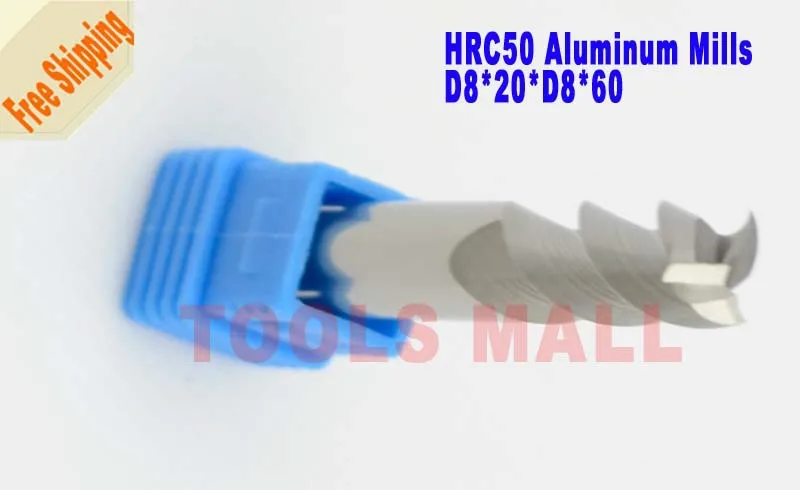 

Free shipping - 3pcs 8mm 3 Flutes Aluminium Milling Tools Carbide CNC Endmill Router bits hrc50 D8*20*D8*60