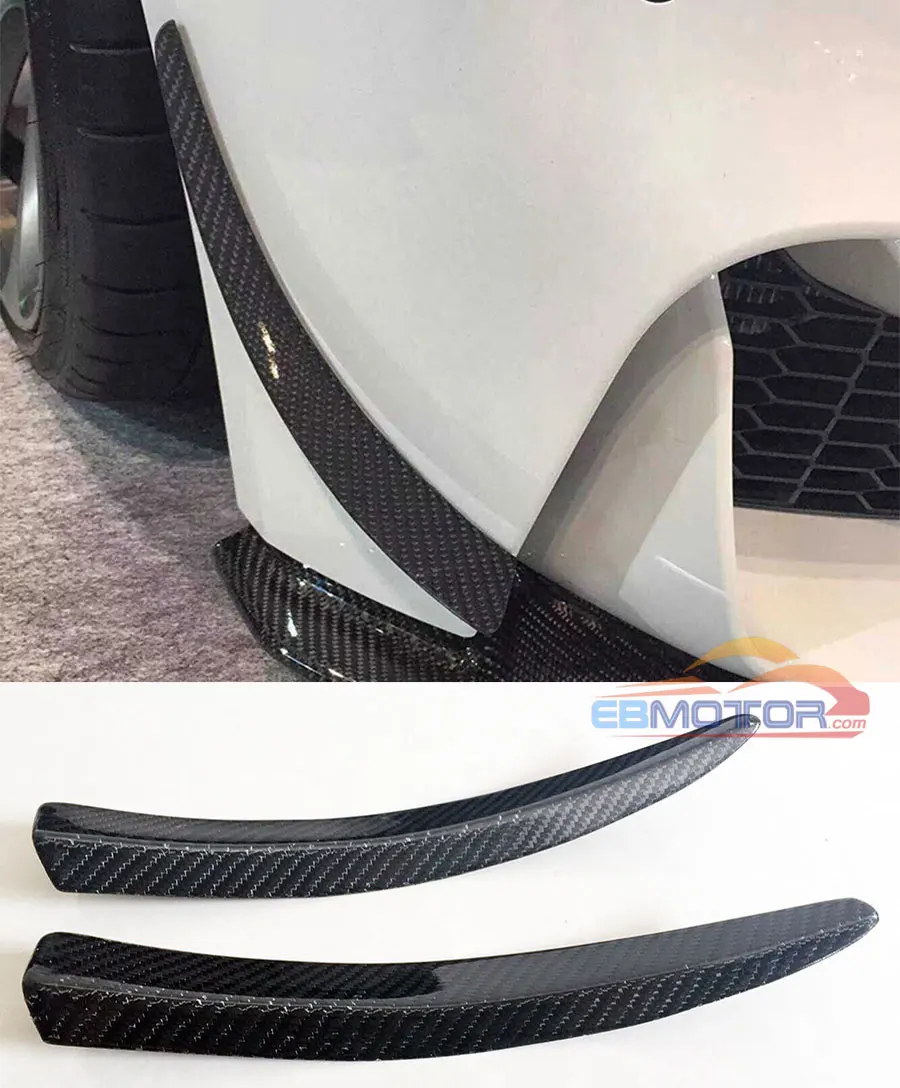 Real Carbon Fiber Front Lip Splitter air knife Splitter Fin Trims Fender 1pair For BMW F80 M3 F82 F83 M4 2014UP  B364