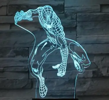 Marvel супергерой Человек-паук 3D настольная лампа Оптическая иллюзия Ночной светильник 7 цветов меняющая настроение лампа Человек-паук лава лампа Прямая поставка - Испускаемый цвет: Type 7