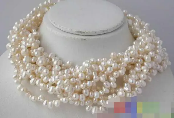 

song voge gem nanJ0796 10ROW WHITE RICE FRESHWATER PEARL NECKLACE