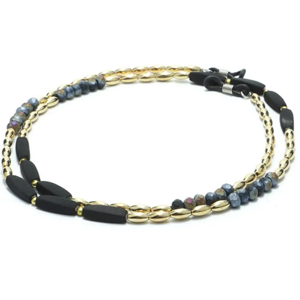 black Женские очки из бисера, шнурки-цепочки, очки, солнцезащитные очки, очки для чтения, веревка, ремешок на шею, цепочка, аксессуары для очков - Цвет: black