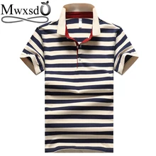 Марка mwxsd Для мужчин в полоску хлопок рубашки поло с коротким рукавом Для мужчин Повседневное рубашка-поло дышащая поло для мужчины Для мужчин бренд ткань M-4XL