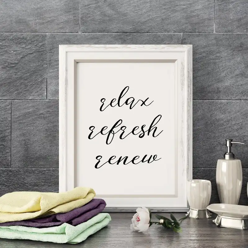 Bathroom Modern Decor Wall Art Print Relax Refresh Renew Quote Canvas Poster Spa Beauty Salon Bathroom Poster Wall Decor Painting Calligraphy Aliexpress