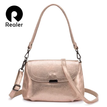 

REALER genuine leather women shoulder bag fashion messenger bags for ladies crossbody bags high quality purses and handbags