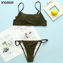 INGAGA 2019 комплект бикини Твердые Купальники для малышек для женщин пикантные стринги купальник ремень Мягкий купальный костюмы Новый Бразил