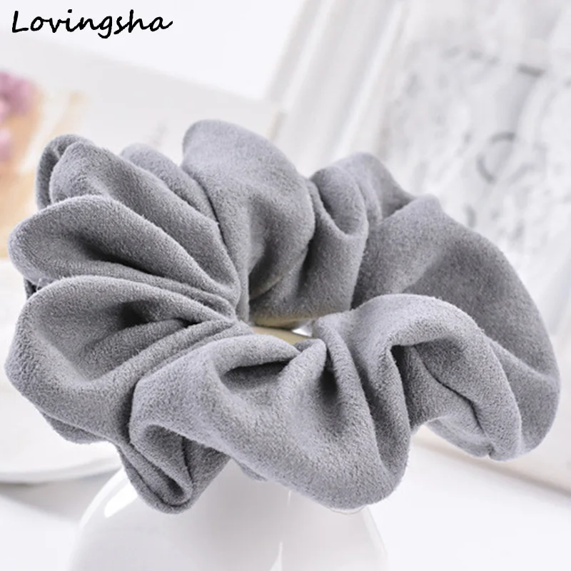 LOVINGSHA Light Color Women Hair Accesorios Pelo Brand Women Hair Tie Scrunchie Ponytail Hair Holder Rope CHD007 - Цвет: Серый