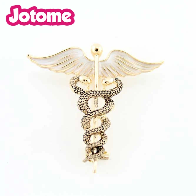 Gold Wings Caduceus Medical Broochin Brooches from Jewelry & Accessories on