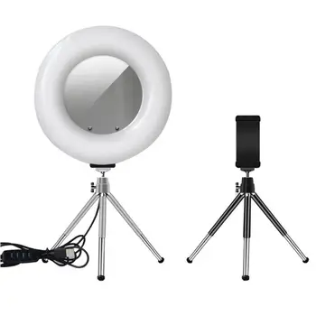 

4 in 1 LED Desktop Studio Ring Fill Light USB Dimmable Ring Lamp with Metal Holder/Acrylic Mirror Makeup Photographic Lighting