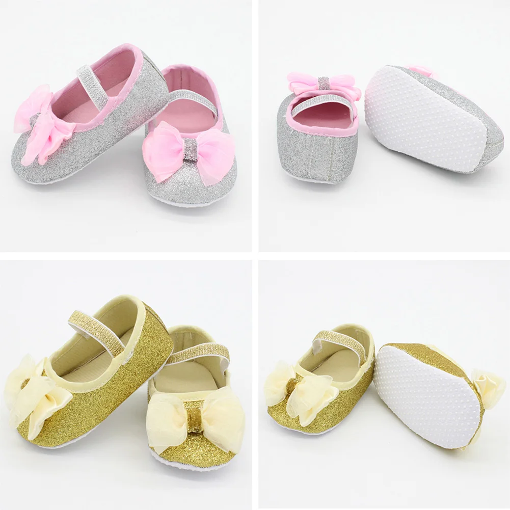 Simple Bowknot Baby Girl Lace Shoes Toddler Prewalker Anti Slip Shoe