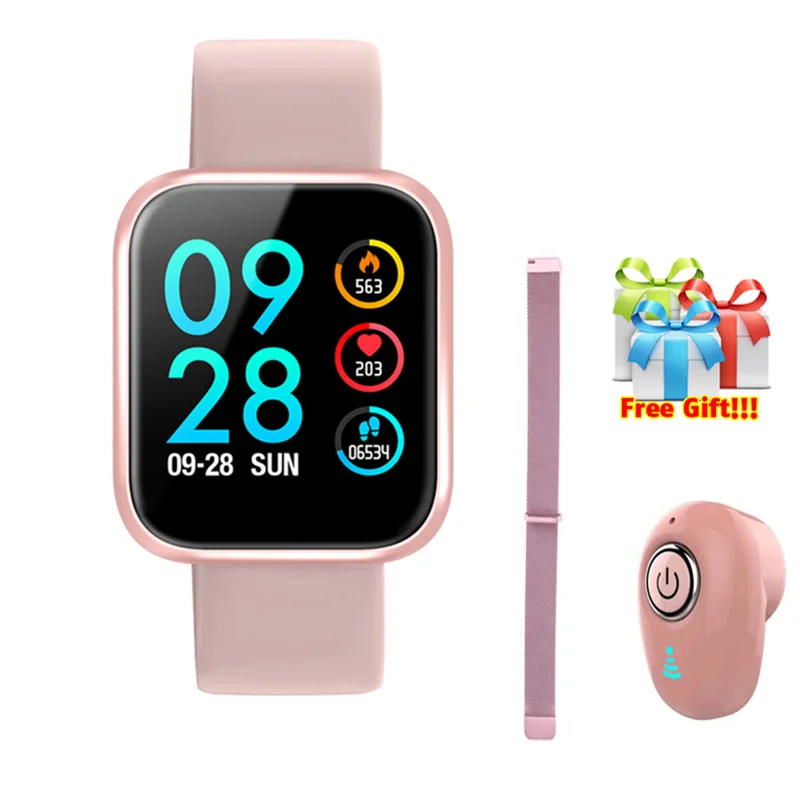 Для apple huawei xiaomi watch P68 pro P70 фитнес-трекер Браслет IP68 Водонепроницаемые мужские и женские Смарт-часы для iphone 6 7 8 VS IWO - Цвет: red