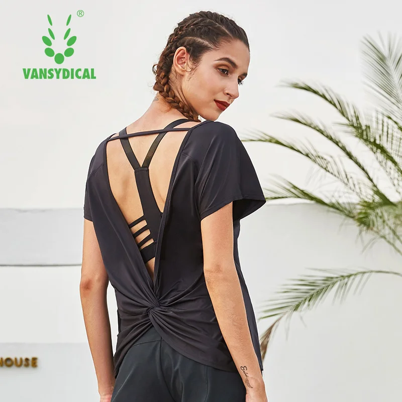 Женские спортивные топы Vansydical дышащие футболки для занятий йогой и фитнесом с
