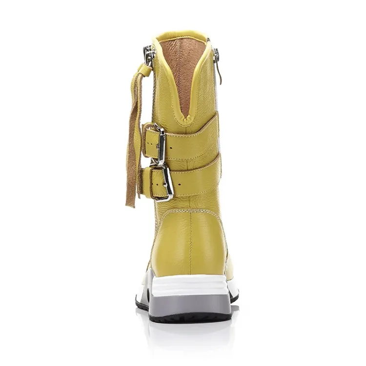 Mode Neige Hiver Femmes {zorssar} Fur Mujer 40 Fur black Botas De En Véritable Mi mollet white Chaud Gland Fur Cuir Taille yellow Plat Peluche Black No Bottes Fur zwIwnEdq