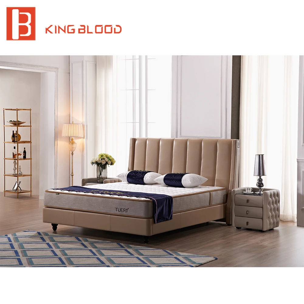 أحدث الإيطالي نمط الملكة حجم السرير لل نوم مجموعة جلد طبيعي