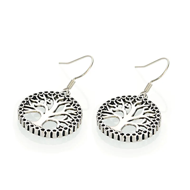 

Miasol Tree of Life Round Small Pendant Earring Silver Colors Bijoux Collier Elegant Women Jewelry Gifts Dropshipping