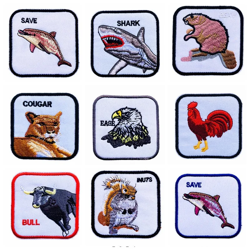 

Exquisite Bull Iron on Squirrel Patches Animal Embroidered Leopard Patch Appliques for DIY T-shirt Jeans Jackets square Badges