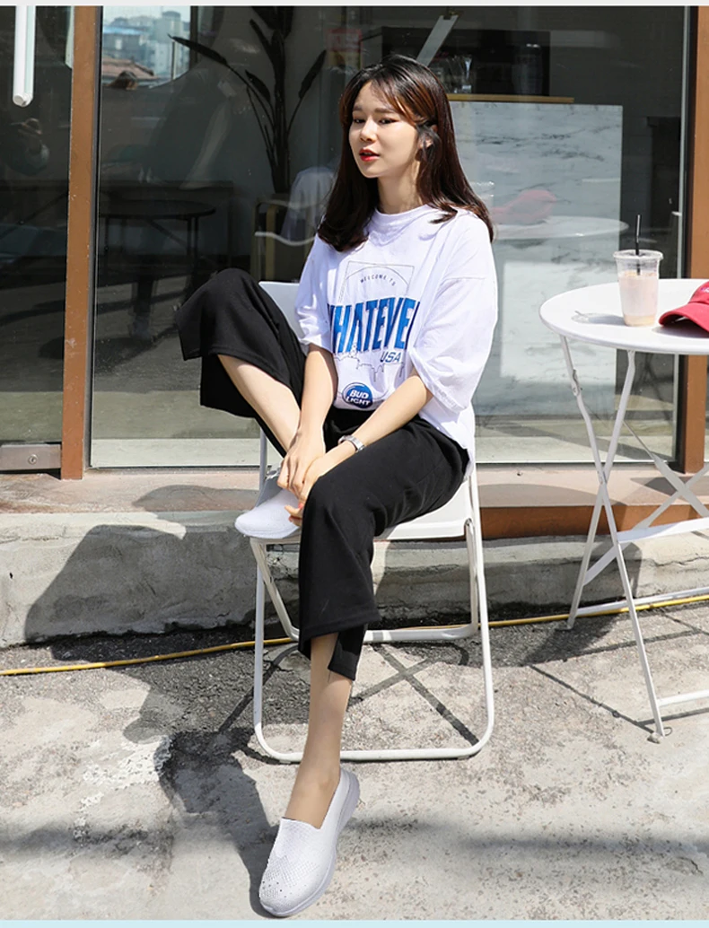 2019 Spring women flat sneakers shoes women Breathable Mesh flat shoes ballet flats female slip on flats loafers shoes (8)