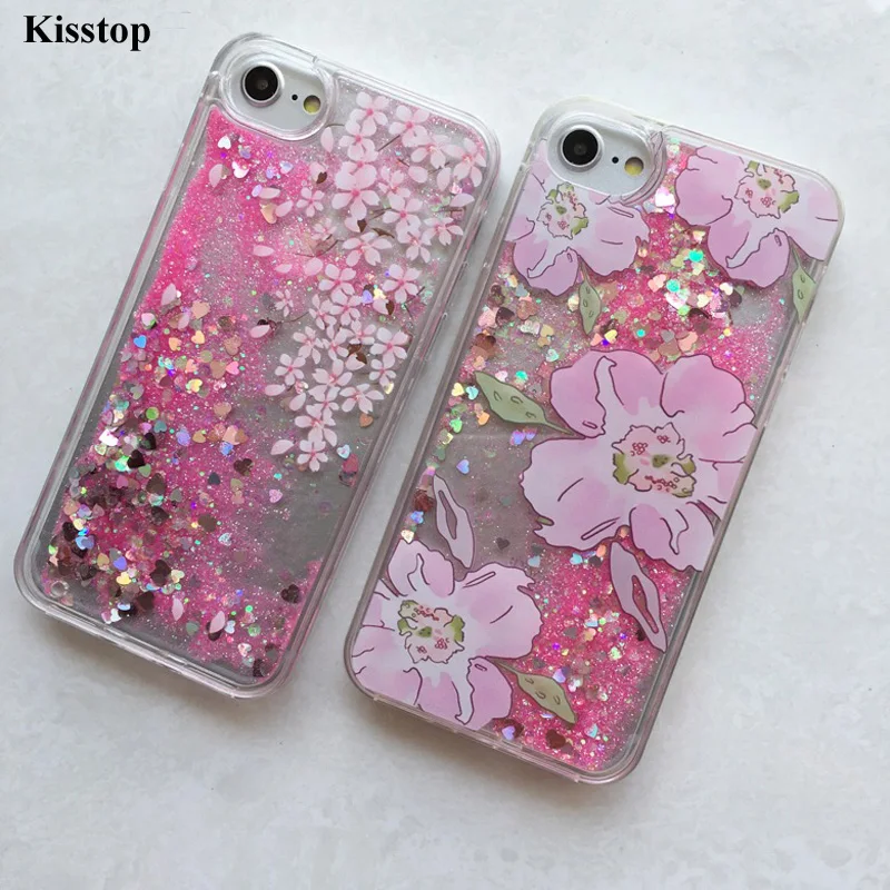 

Kisstop Flowing Liquid Glitter Quicksand For iPhone X 7 8 Plus Sunshine Sequin Phone Cases For iPhone 6 6S Plus Shell