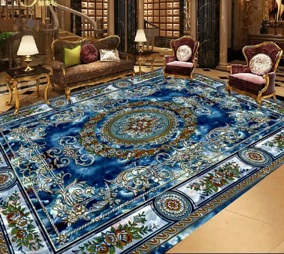 

Europea royal blue wallpaper 3d floor custom sticker 3d floor rolls waterproof self-adhesive wallpaper for walls 3 d