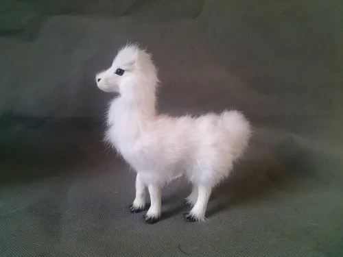 

simulation alpaca, about 13x15cm white small sheep Handmade craft model ,polyethylene&furs toy home decoration Xmas gift w4133