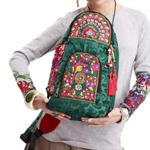 Национальный стиль вышивка сумки женские атлас холст груди сумку моды Зеленый дорожные сумки
