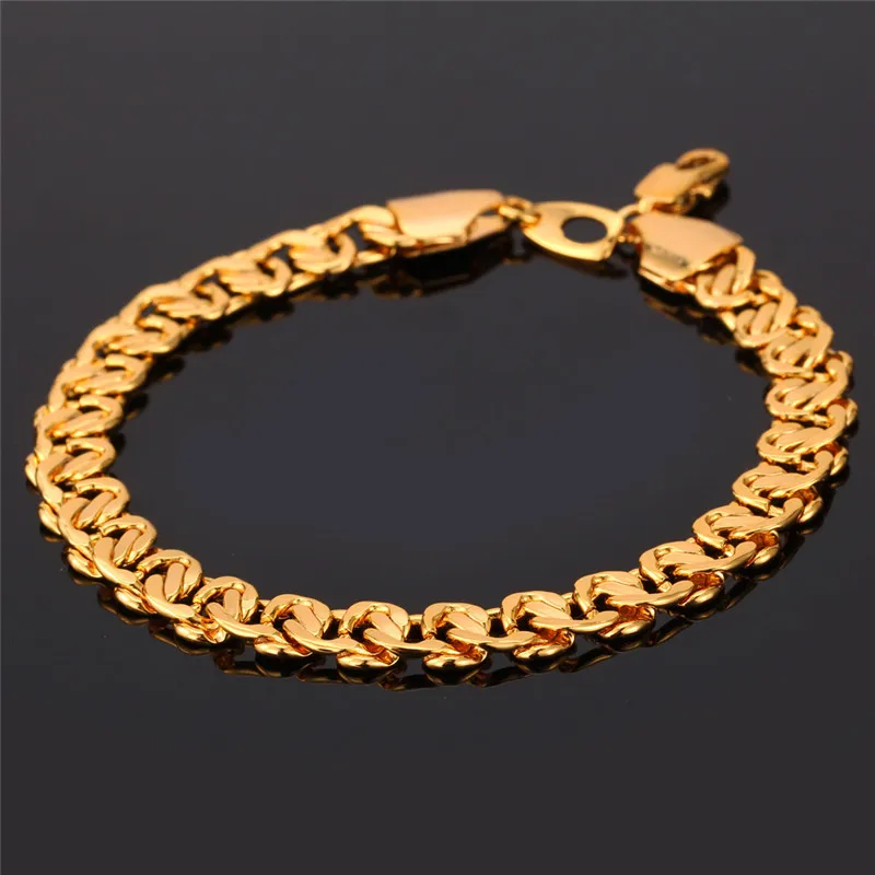 U7 Charm Bracelets for Women 8MM Gold Chain Link Mens Bracelet for Teen  Girls Bracelets Gift H592