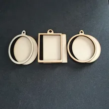60 pçs (6 estilos) em branco quadro de madeira inacabado charme pingente retângulo oval círculo redondo scrapbooking jóias de madeira diy artesanato