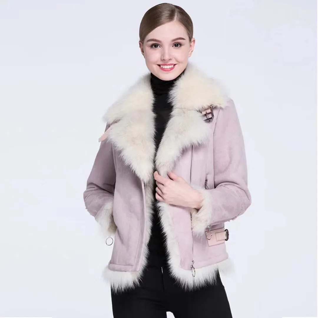 Cuir Fourrure orange Army Mode Avec bourgogne Renard Femmes Peau Veste Green noir Moto Faux En Rf0210 Réel De Manteau Mouton Naturel 5PqgwHga