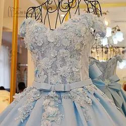 Vestido De Noiva princesa светло-голубой свадебное платье Кружево Винтаж Свадебные платья Бусины бальное платье плюс Размеры невесты платье 2017 BODA