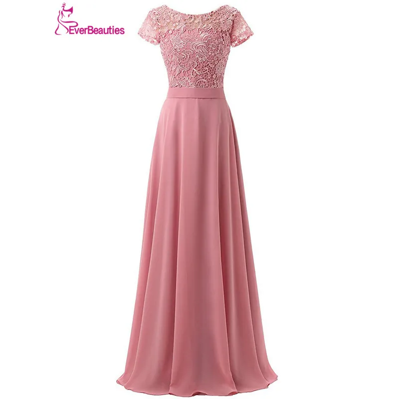 Bridesmaid Dresses Long 2020 Chiffon with Lace Appliqued Cap Sleeves Bridesmaids Gowns Wedding Guest Dresses vestido madrinha