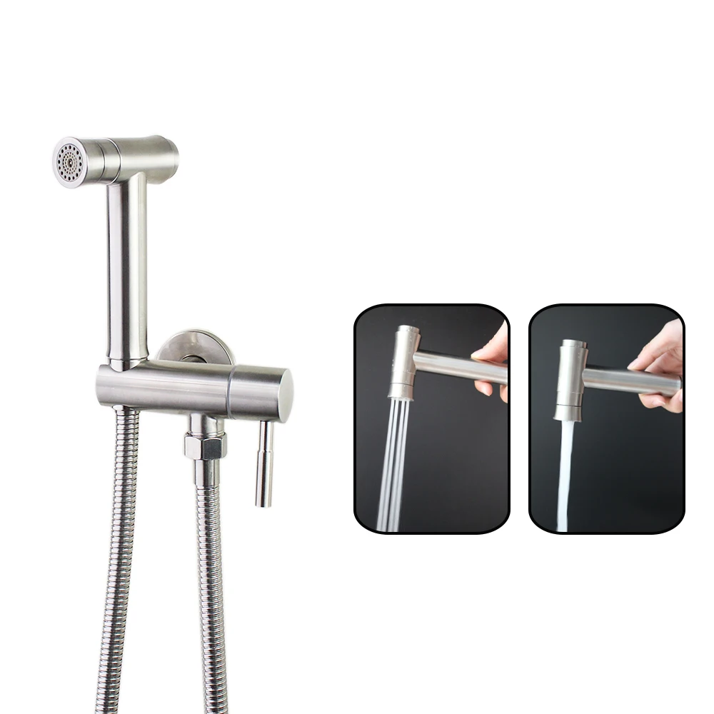 

Stainless Steel Single Cold Water Corner Valve Bidet faucets Function square Hand Shower Head Tap Crane 90 Degree Switch