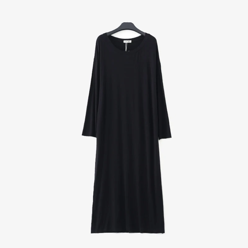 Женское свободное черное ночное платье с длинным рукавом, мягкие Повседневные Удобные женские ночные рубашки, домашняя одежда, Весенняя женская ночная рубашка - Цвет: BK