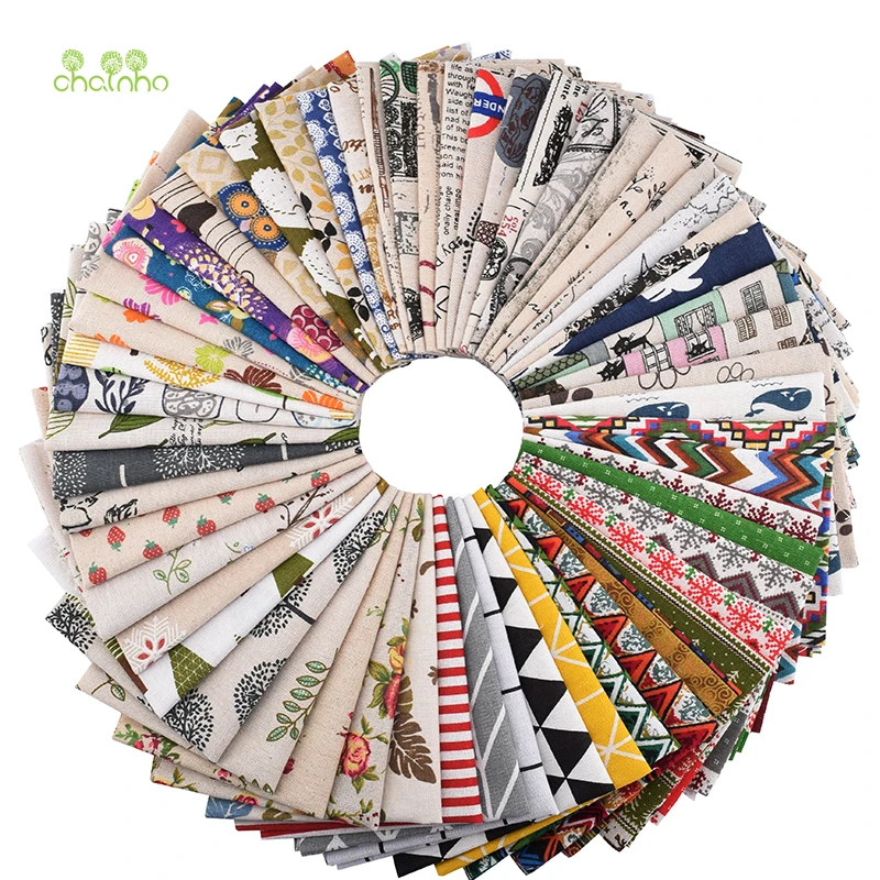 Chainho, 30 шт./лот, случайная хлопковая льняная ткань, Лоскутная Ткань для поделок, стеганая и швейная салфетка, материал для сумок, мультяшная и цветочная серия