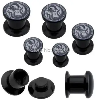 

Body Piercing Black Acrylic Dragon Stash Screw Ear Plugs 3mm-10mm Mixed Sizes