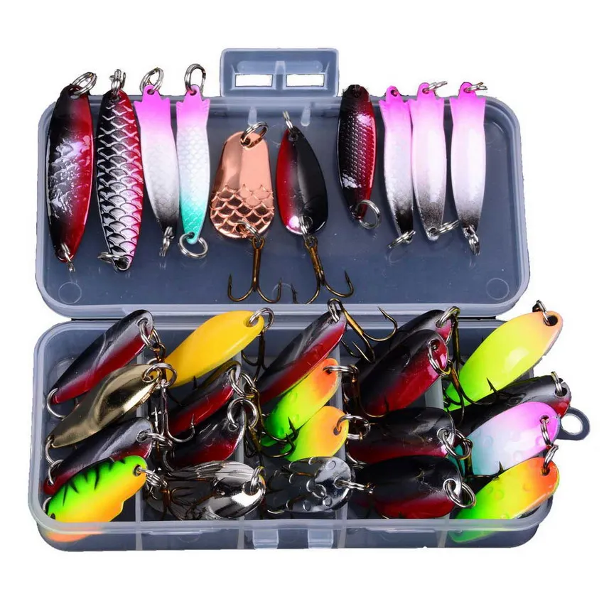 Spoon 30Pcs/Box Fishing Spoon Lure Pesca Spinner Metal Bait Wobblers