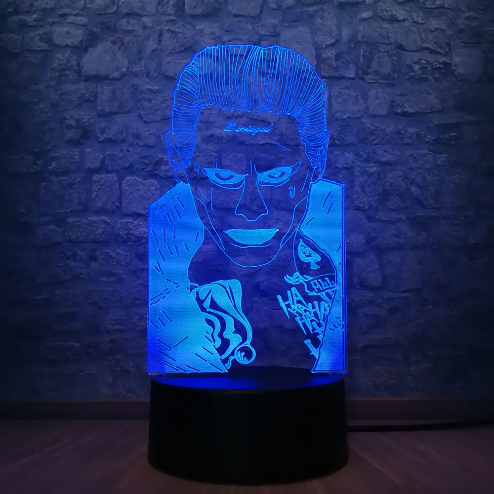 Новинка Джокер Отряд Самоубийц 3D светодиодный светильник 7 цветов изменить ночной Светильник для создания уютной атмосферы детские игрушки подарок на праздник украшение в детскую комнату