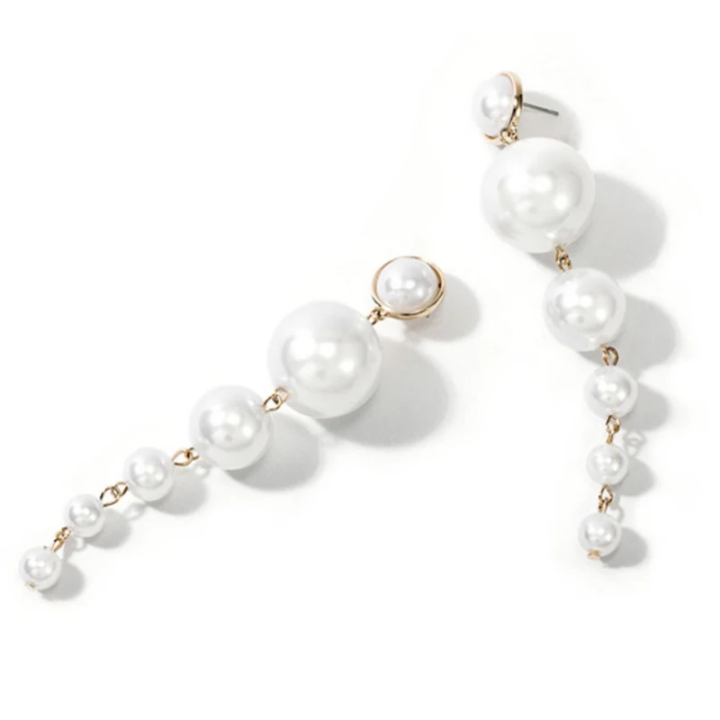 Модные элегантные серьги с большим искусственным жемчугом длинные Жемчужная