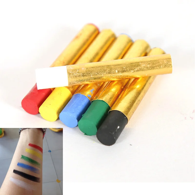6 цветов с Структура картины тела лицо мелки ручка Природных Детей лица и тела наценки пастельный карандаш можно стирать
