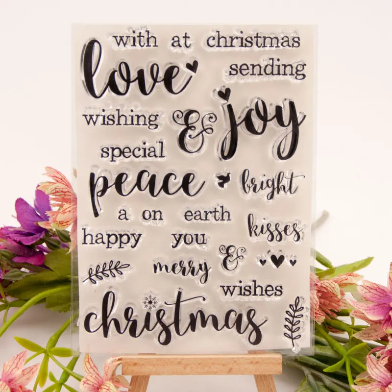 Буквы слово штампы Рождество любовь прозрачные резиновые штампы для декоративная открытка делая ремесленный шаблон