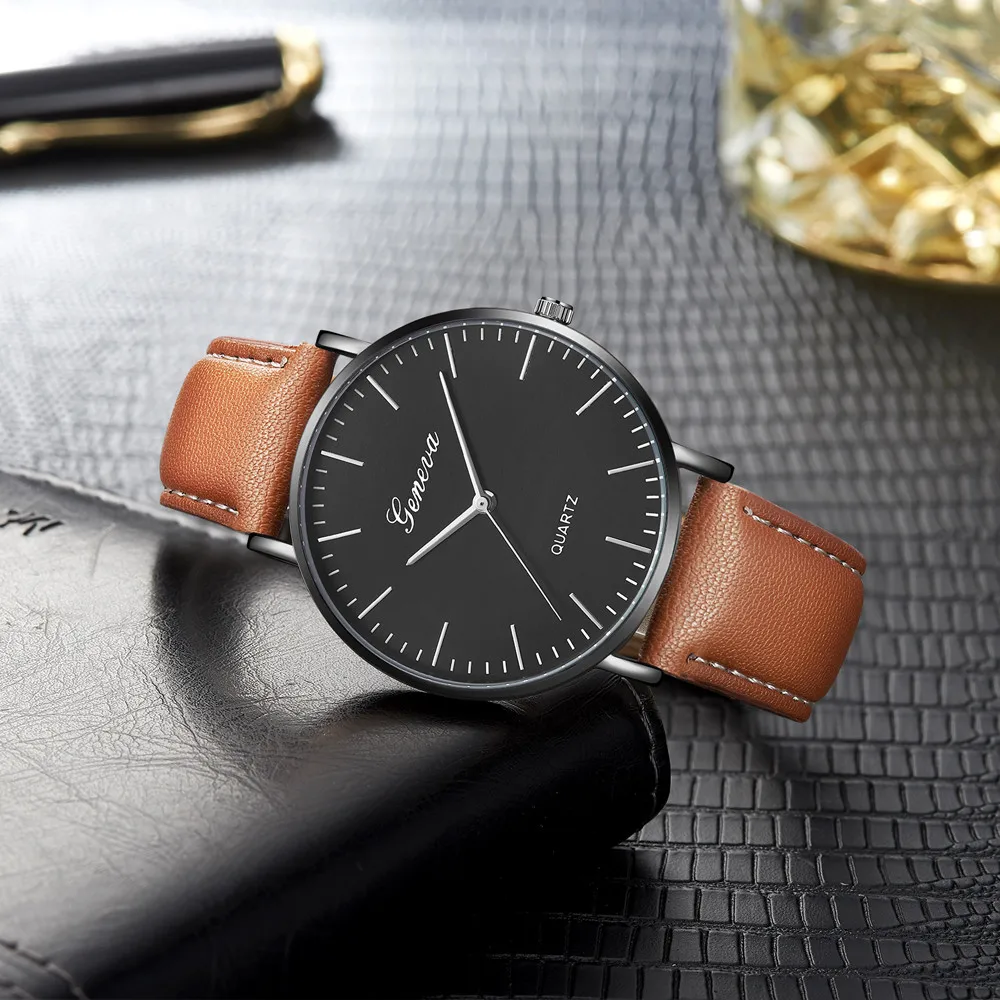 Современные модные черные кварцевые часы мужские и женские сетчатые кожаные высококачественный ремешок для часов повседневные наручные часы подарок для женщин Горячая Распродажа