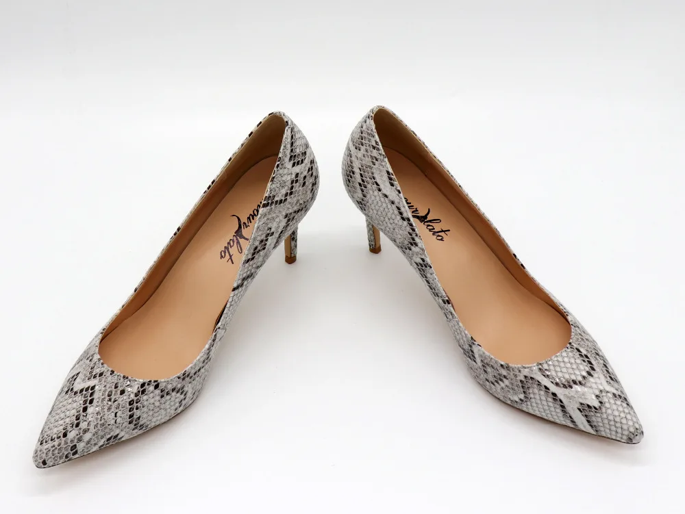 Amourplato Women's 80mm Python Pattern High Heel Pumps Animal Print Slip On Pointed Toe Sexy Fashion Party Dress Shoes Snakeskin