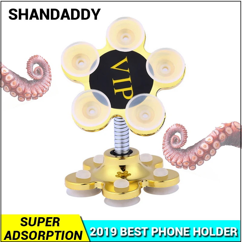 

Sucker Stand for Cell Phone 360 degree Rotatable Metal Flower Magic Suction Cup Mobile Phone Holder Car Bracket Mount Compatible