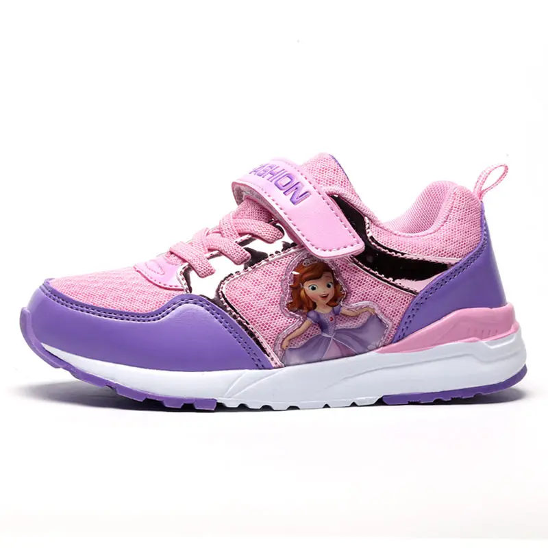 Sialia/кроссовки для девочек с героями мультфильмов; Повседневная дышащая детская обувь для девочек; детская обувь; сетчатая обувь на липучке; сезон весна-осень; sapato infantil - Цвет: Purple