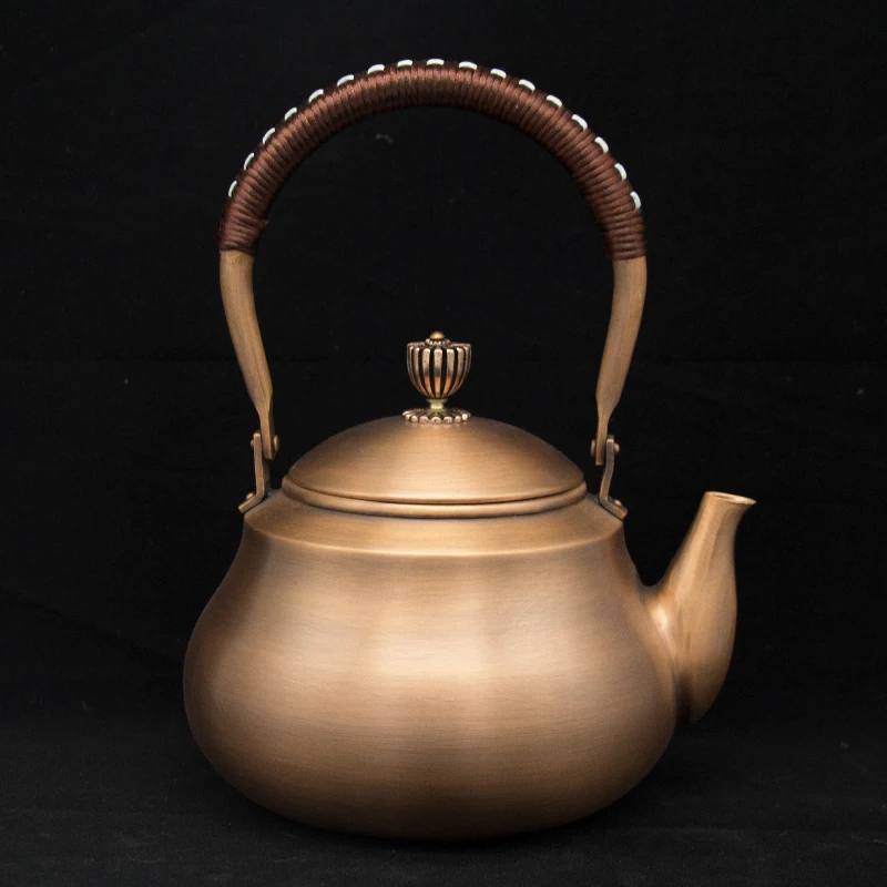 1.2 Handmade Red Copper Teapot Glass Samovar Ceramic Enameled From Clay