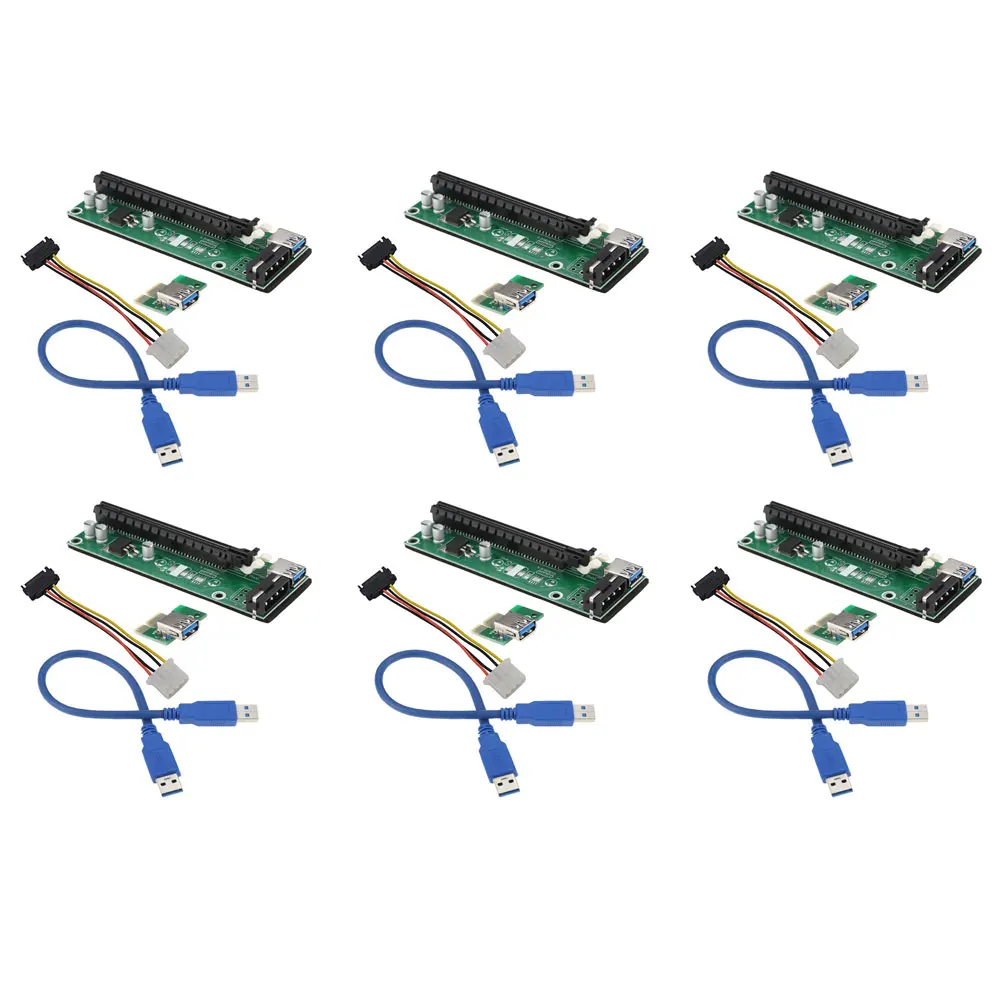 Pci-e riser 1x к 16x/4X Riser Card USB 3.0 удлинитель SATA 4 Булавки IDE Molex Мощность кабель для Bitcoin Litecoin шахтер